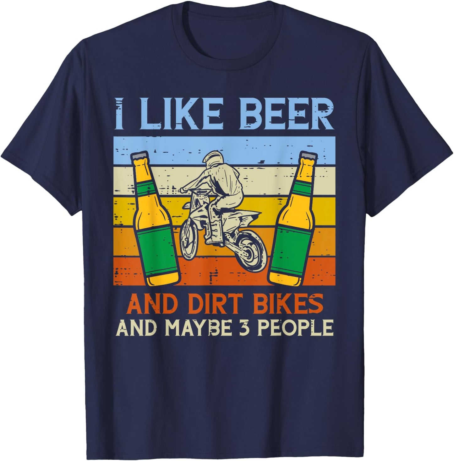 Beer Dirt Bikes 3 People Funny Motocross Biker Men Women T-Shirt - T-Shirt | Navy