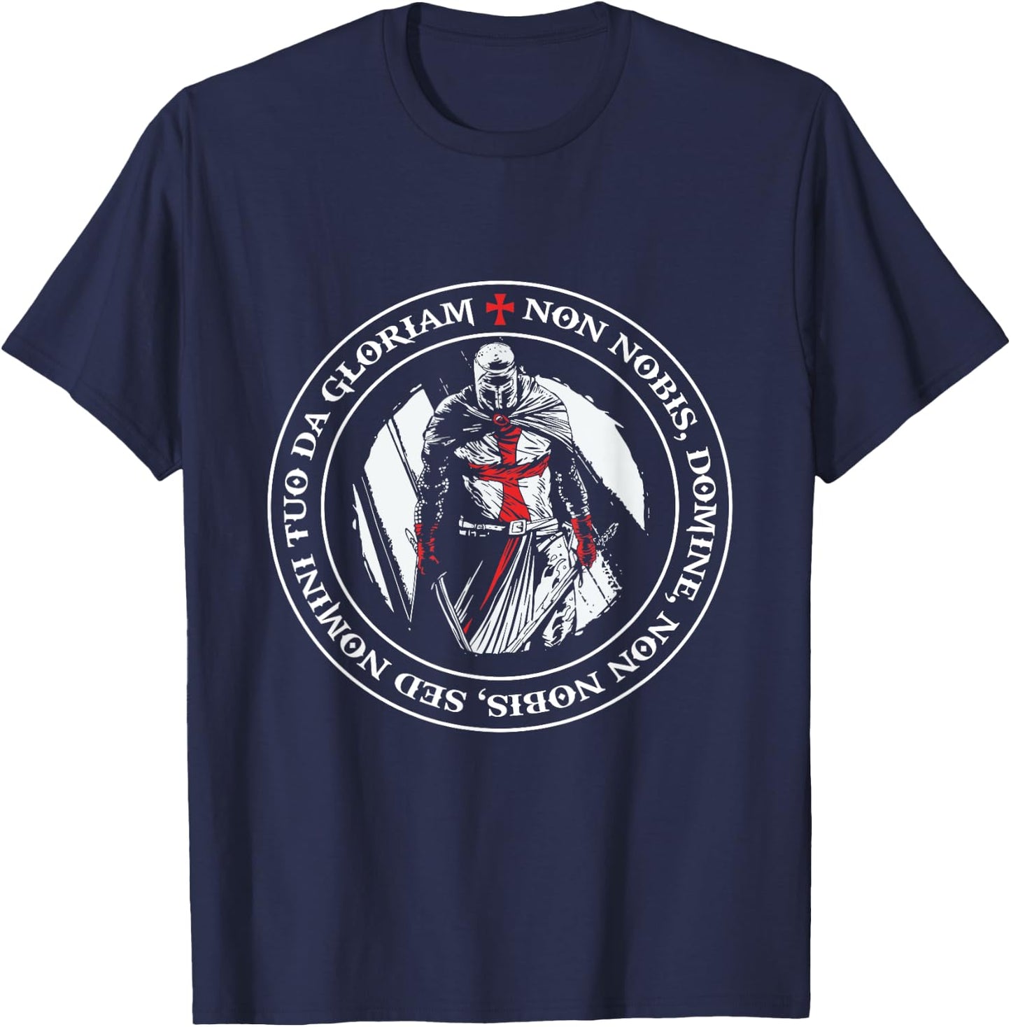 Caballero Templario Con Escudo Cruzado Y Cruz Templaria T-Shirt - T-Shirt | Navy