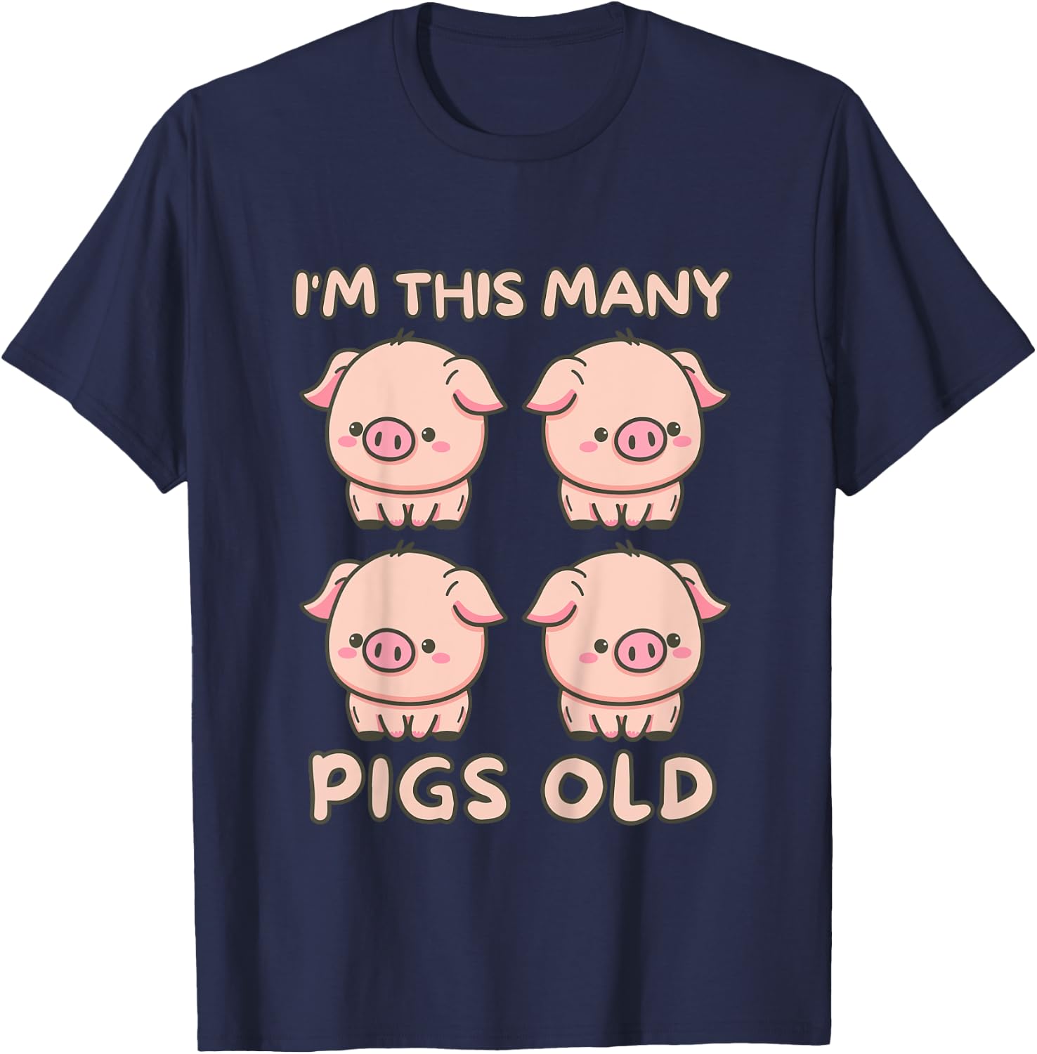 Kids I'm This Many Pigs Old - 4th Birthday Pig 4 Years Old Bday T-Shirt - T-Shirt | Navy