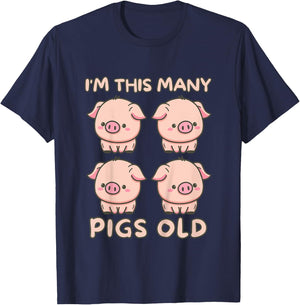 Kids I'm This Many Pigs Old - 4th Birthday Pig 4 Years Old Bday T-Shirt - T-Shirt | Navy