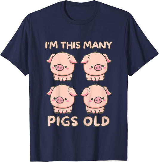 Kids I'm This Many Pigs Old - 4th Birthday Pig 4 Years Old Bday T-Shirt - T-Shirt | Navy