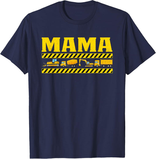 Mama Birthday Construction Party Matching T-Shirt - T-Shirt | Navy