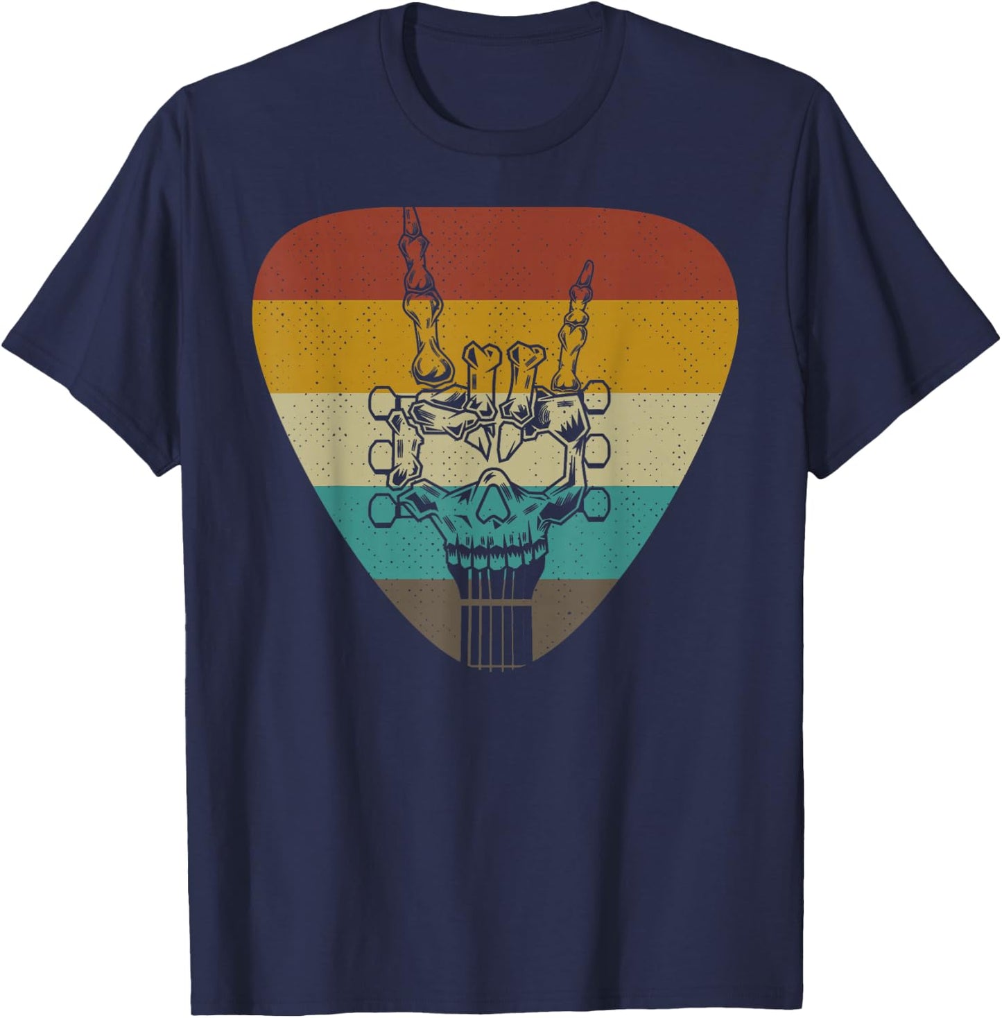Vintage Rock & Roll Skeleton Funny Guitar Music Lover Retro T-Shirt - T-Shirt | Navy