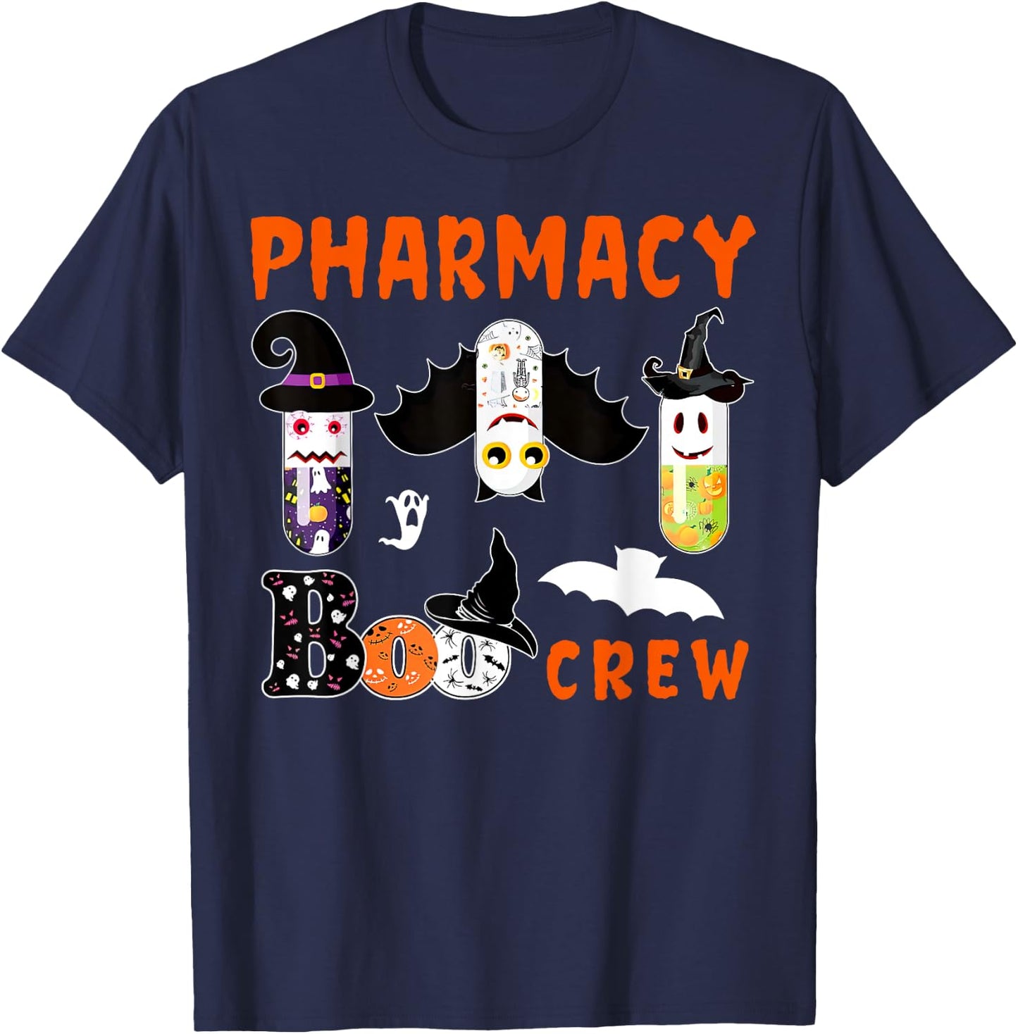 Pharmacy Boo Crew Pills Pharmacist Spooky Halloween Costume T-Shirt - T-Shirt | Navy
