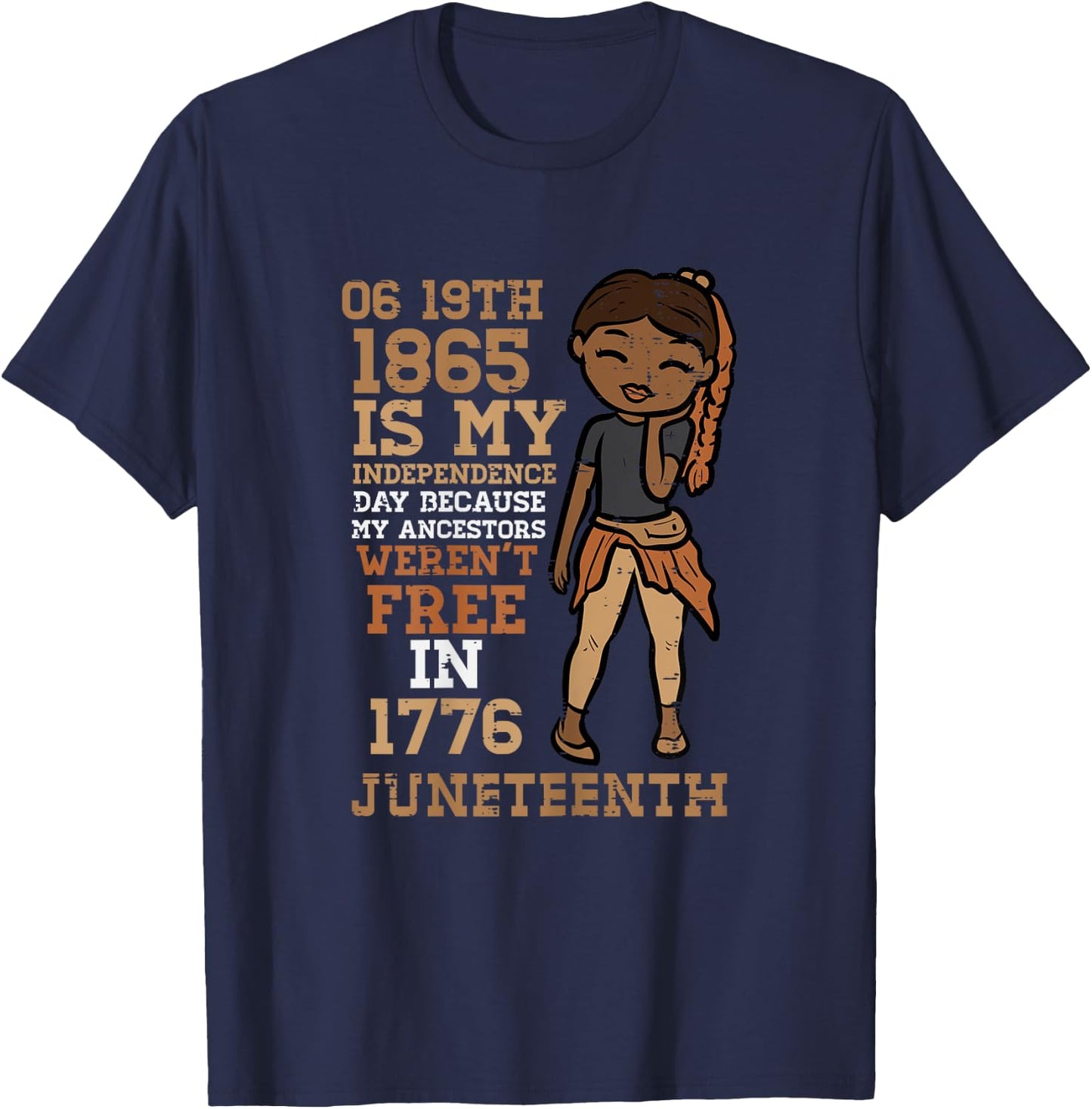 1865 My Independence Day Juneteenth Black Girl Women Kids T-Shirt - T-Shirt | Navy