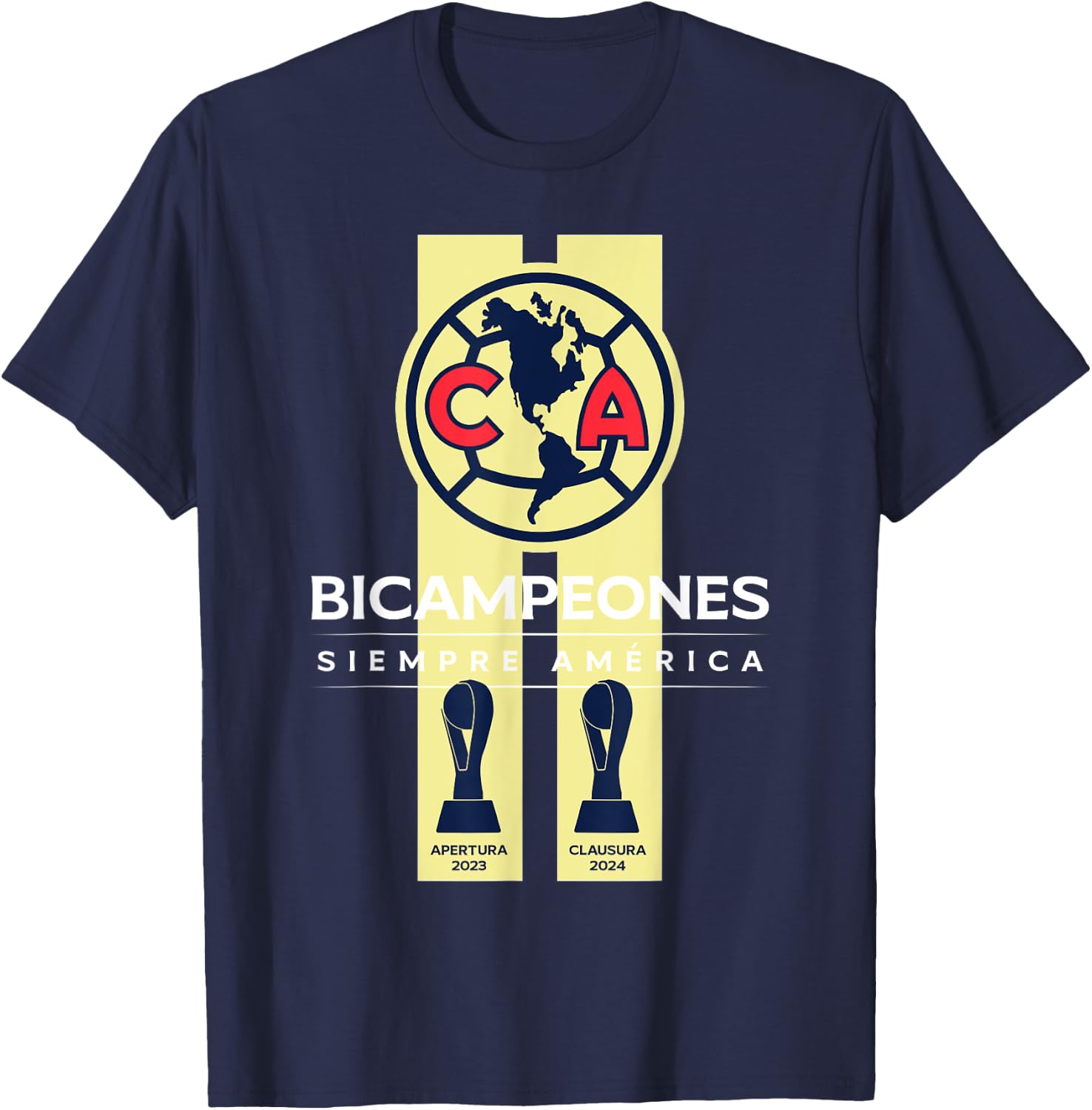 Club America Bicampeon Torneo Apertura 2023 - Clausura 2024 T-Shirt - T-Shirt | Navy