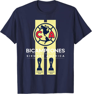 Club America Bicampeon Torneo Apertura 2023 - Clausura 2024 T-Shirt - T-Shirt | Navy