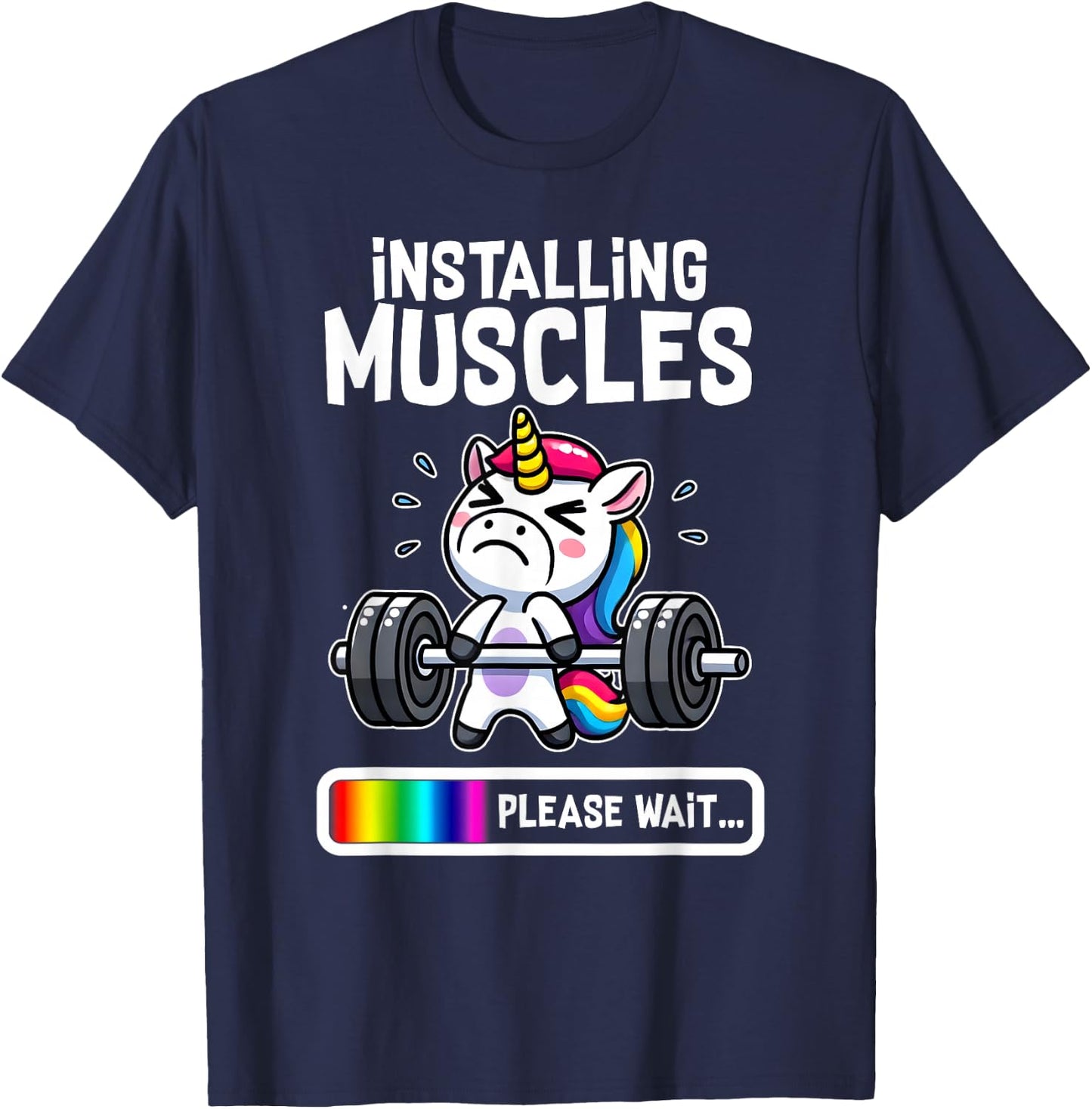 Funny Cute Unicorn Workout Gym Fitness Weightlifting Gift T-Shirt - T-Shirt | Navy