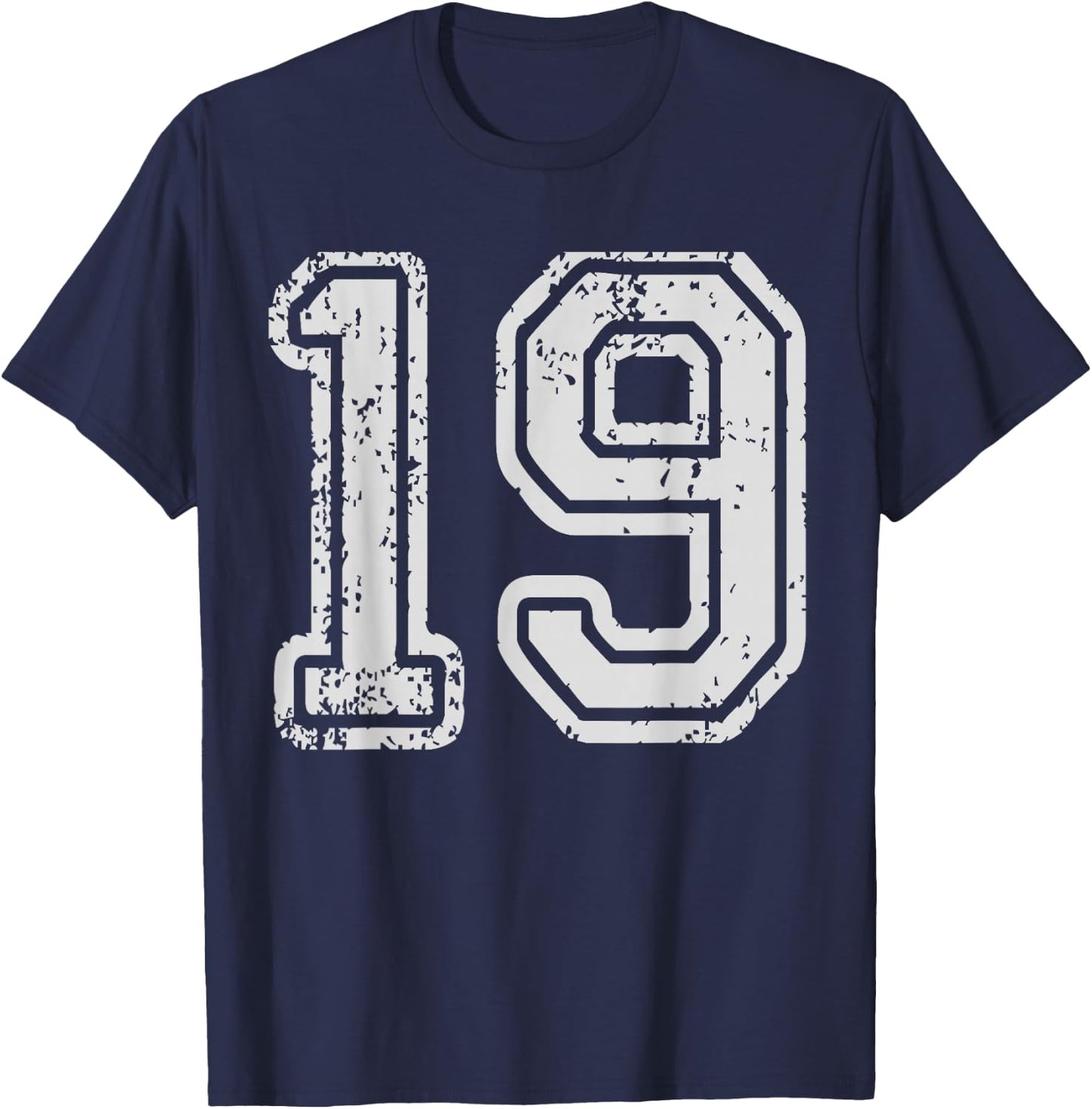 Team Jersey Uniforms Number 19 School Sports 19th Birthday T-Shirt - T-Shirt | Navy