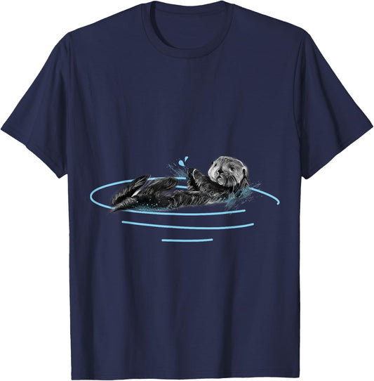 Sea Otter T Shirt - Marine Mammal T-Shirt - T-Shirt | Navy