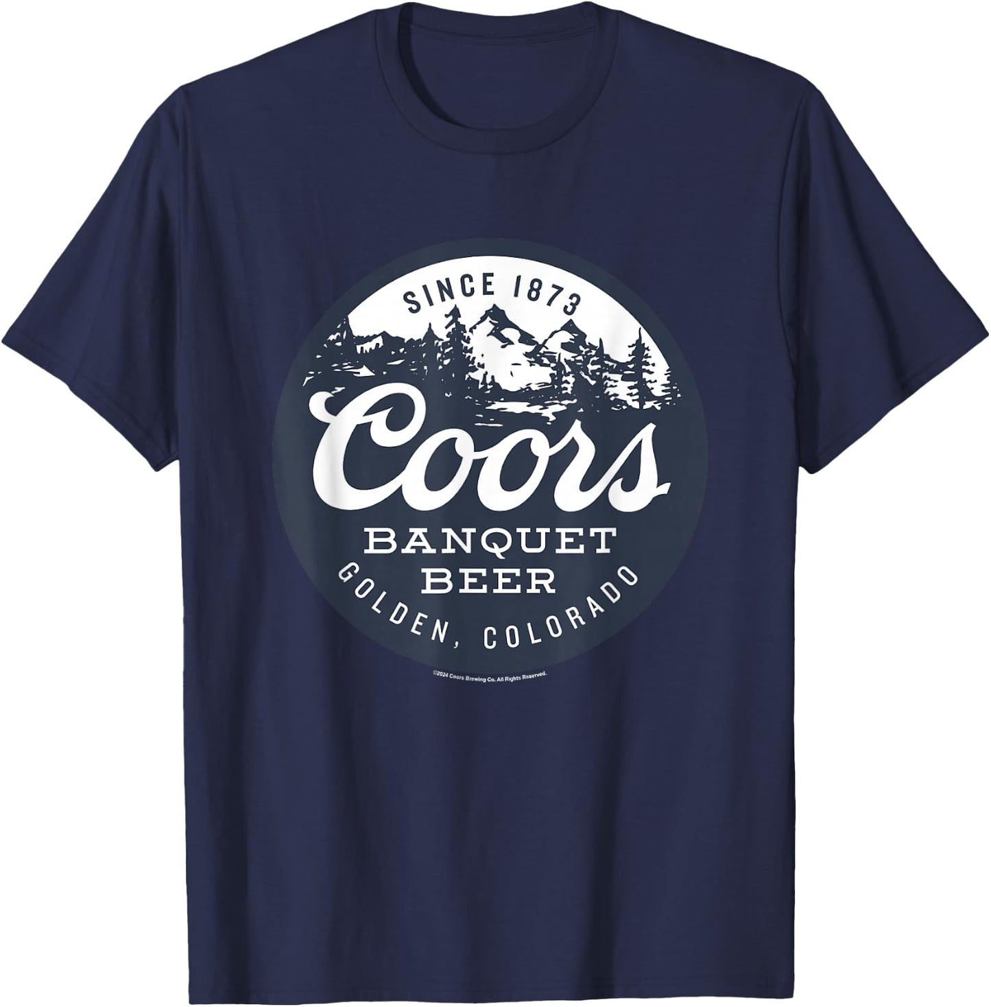 Coors Banquet Golden Colorado Circle Mountain Badge T-Shirt - T-Shirt | Navy