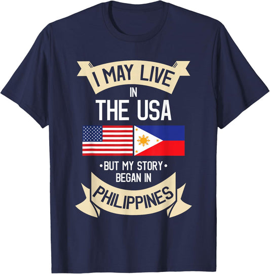 Philippines American Flag USA Filipino Roots Gifts T-Shirt - T-Shirt | Navy