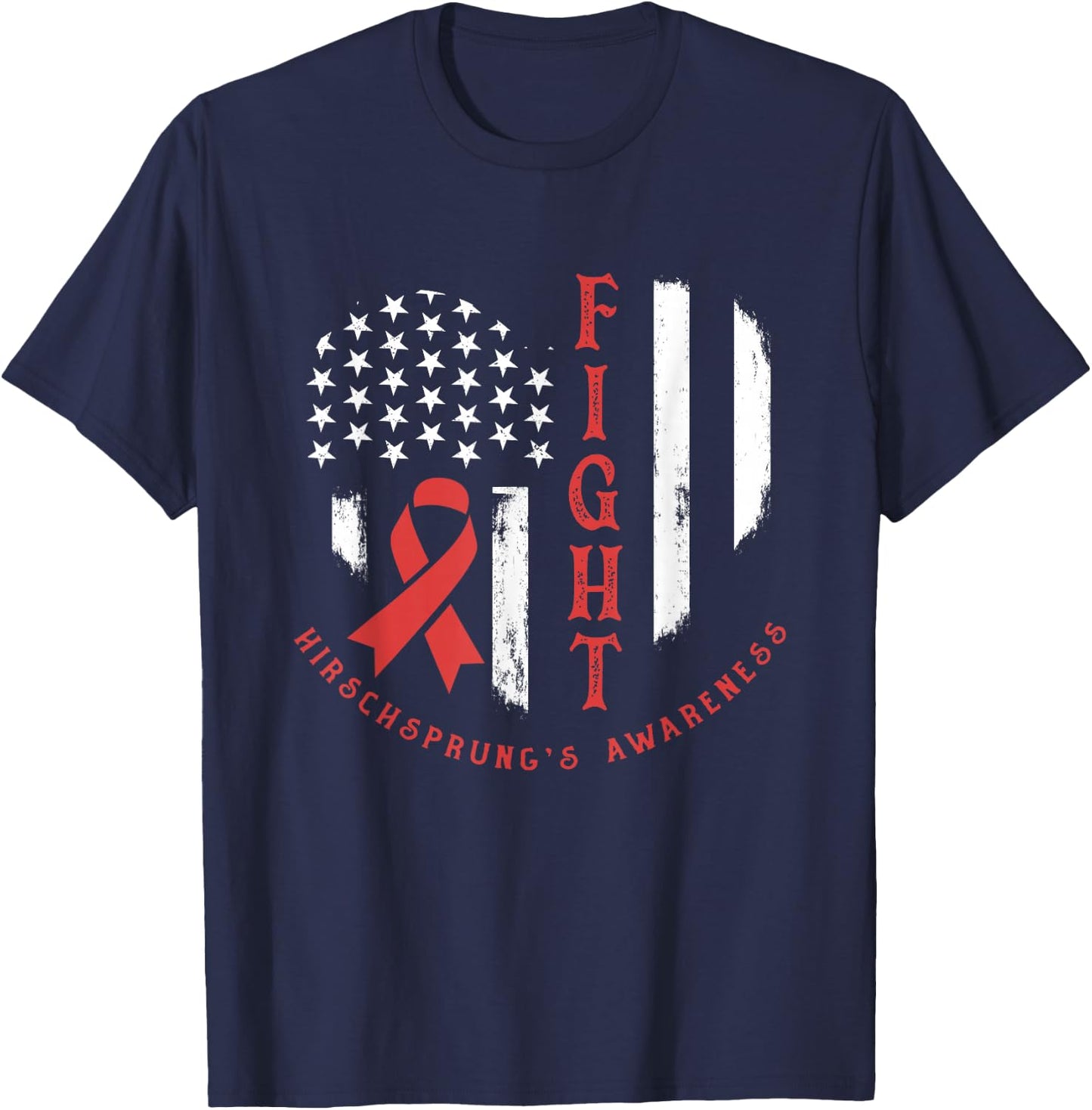 Patriotic US Flag American Hirschsprung's Disease Awareness T-Shirt - T-Shirt | Navy