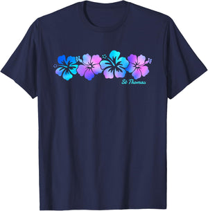 St Thomas Hibiscus Flower Vacation Souvenir T-Shirt - T-Shirt | Navy