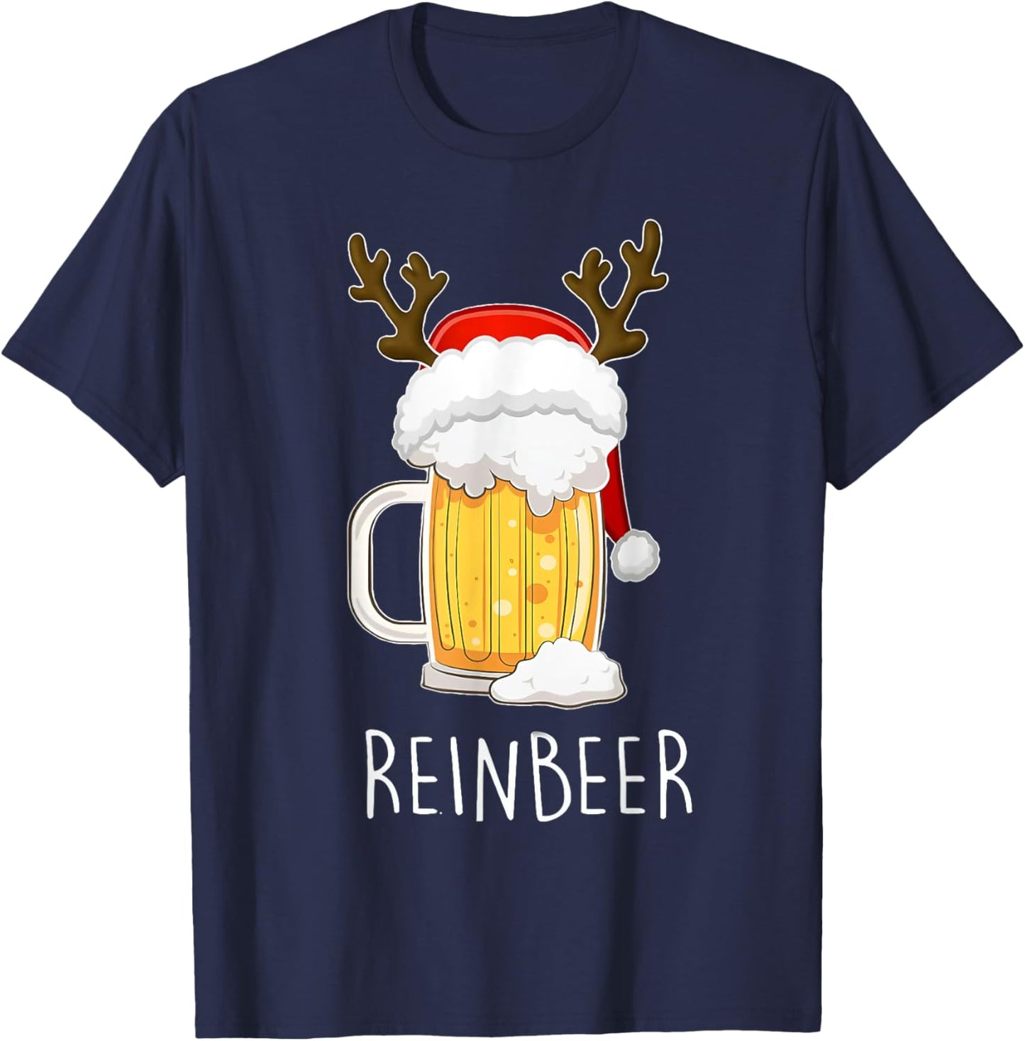Reinbeer Winedeer Beer Wine Reindeer Christmas Xmas Couples T-Shirt - T-Shirt | Navy