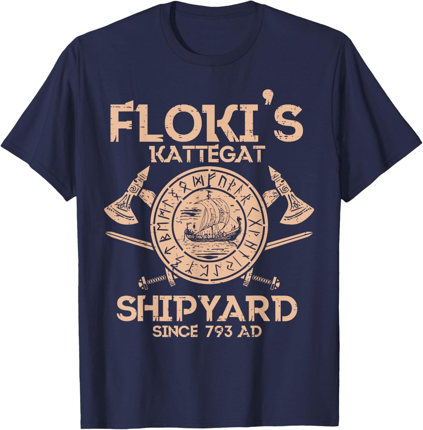 Viking Flokis Kattegat Shipyard Norse Mythology Men Women T-Shirt - T-Shirt | Navy
