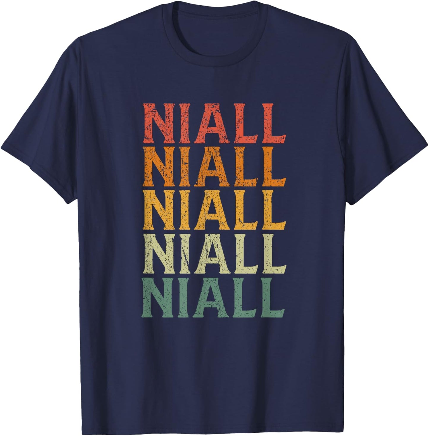 Retro Custom First Name Niall T-Shirt - T-Shirt | Navy