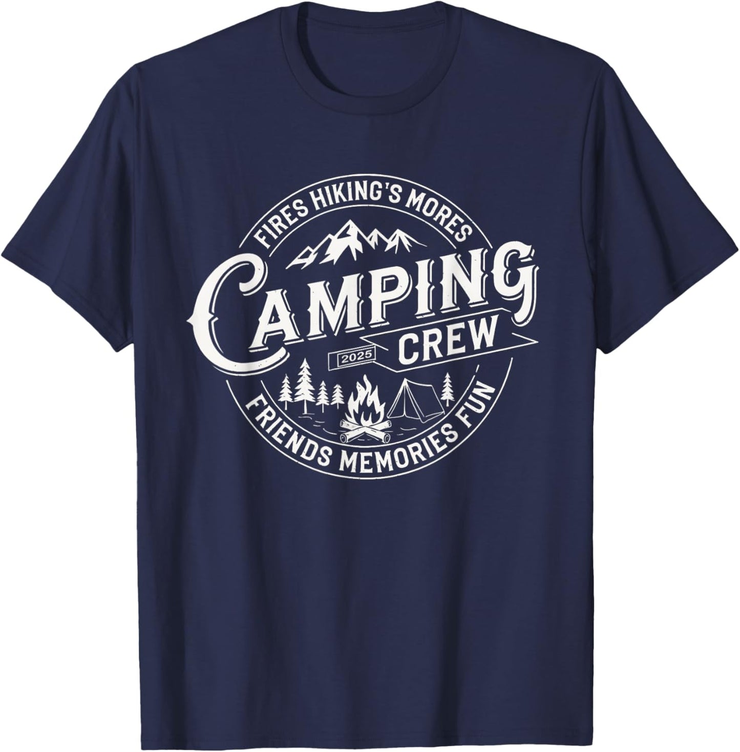 Camping Crew 2025 Matching for Family Camper Kid Girl Boy T-Shirt - T-Shirt | Navy