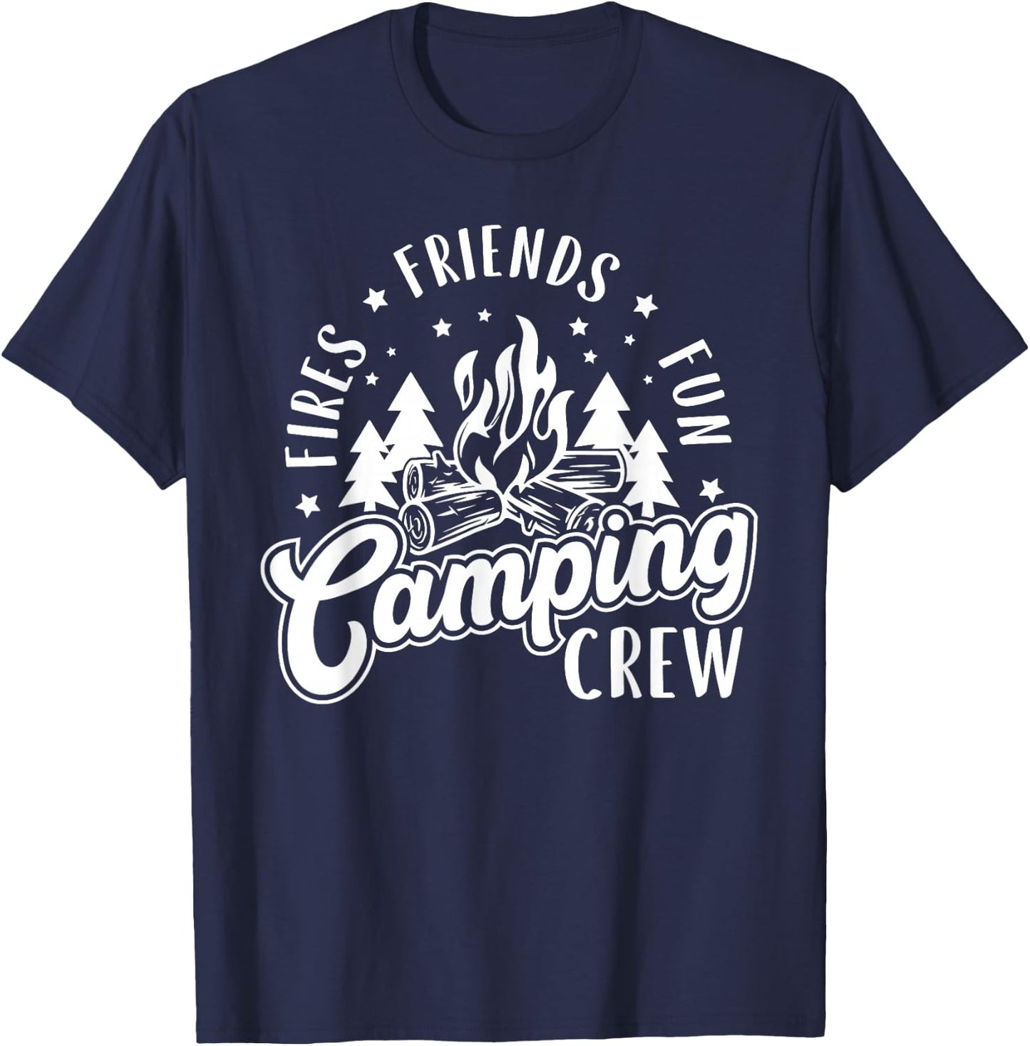 Fires Friends Fun Camping Crew Summer Camp Campfire Vacation T-Shirt - T-Shirt | Navy