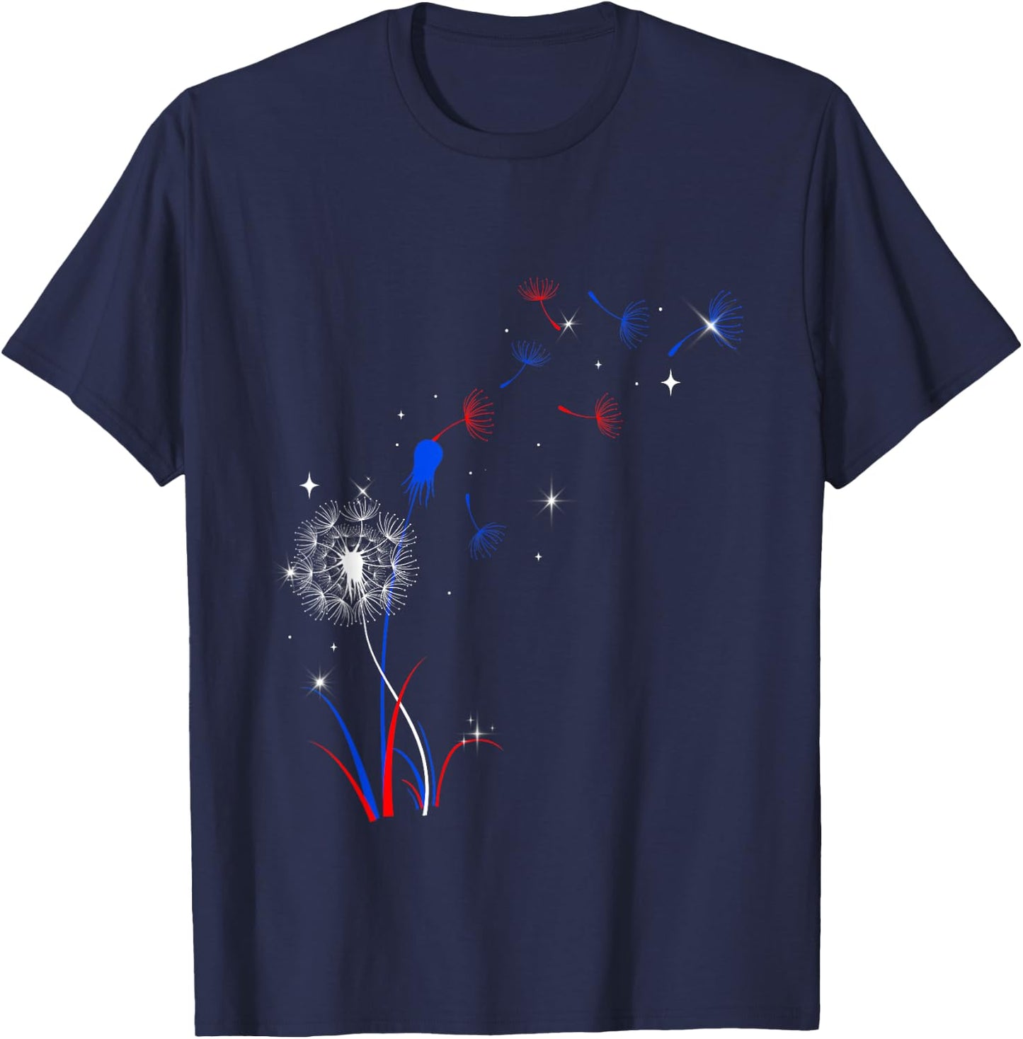 Dandelion 4th Of July Cute Flower American Patriotic T-Shirt - T-Shirt | Navy