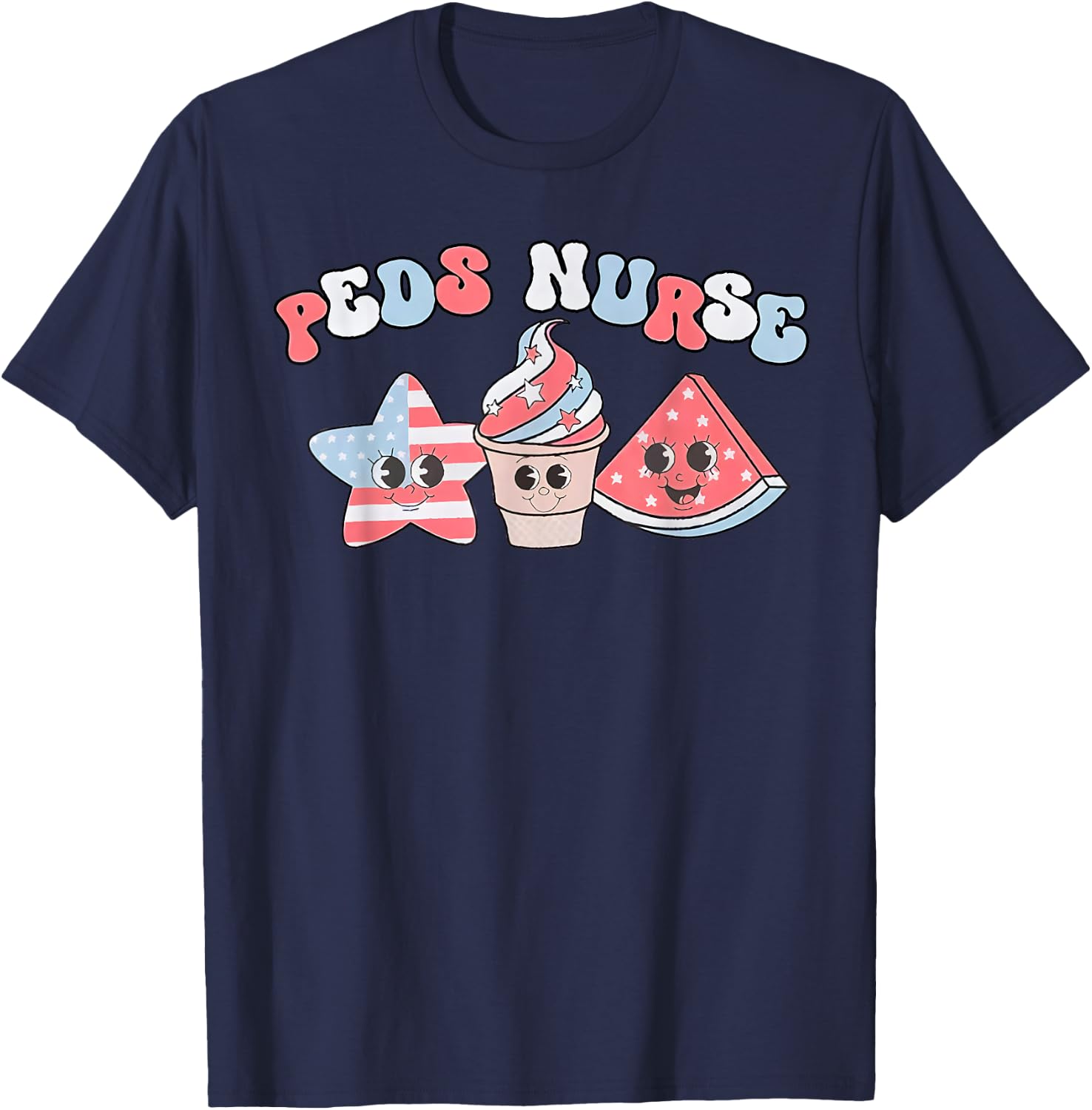 Retro Peds Crew 4th Of July Peds Pediatric Nurse T-Shirt - T-Shirt | Navy