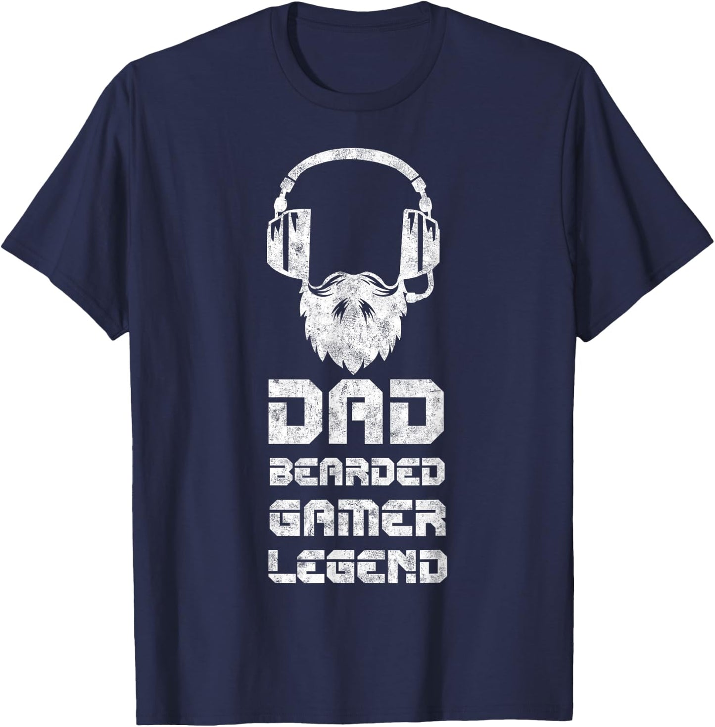 Dad Bearded Gamer Father's Day Humor Bearded Daddy Gamer T-Shirt - T-Shirt | Navy