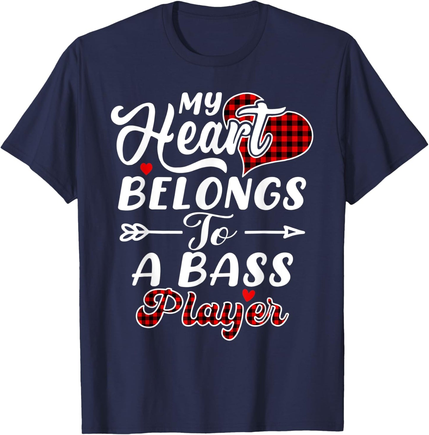 My Heart Belongs To A Bass Player Shirt Funny Valentines Day T-Shirt - T-Shirt | Navy