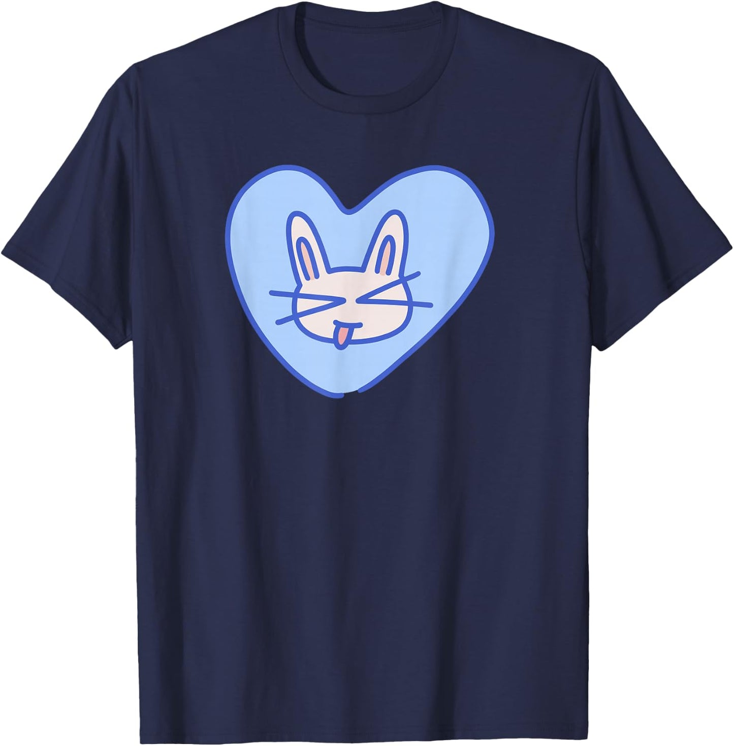 90s Y2K Cheeky Cat in Heart T-Shirt - T-Shirt | Navy