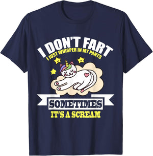 Cat Unicorn Funny Fart Humor I Don't Fart I Whisper T-Shirt - T-Shirt | Navy
