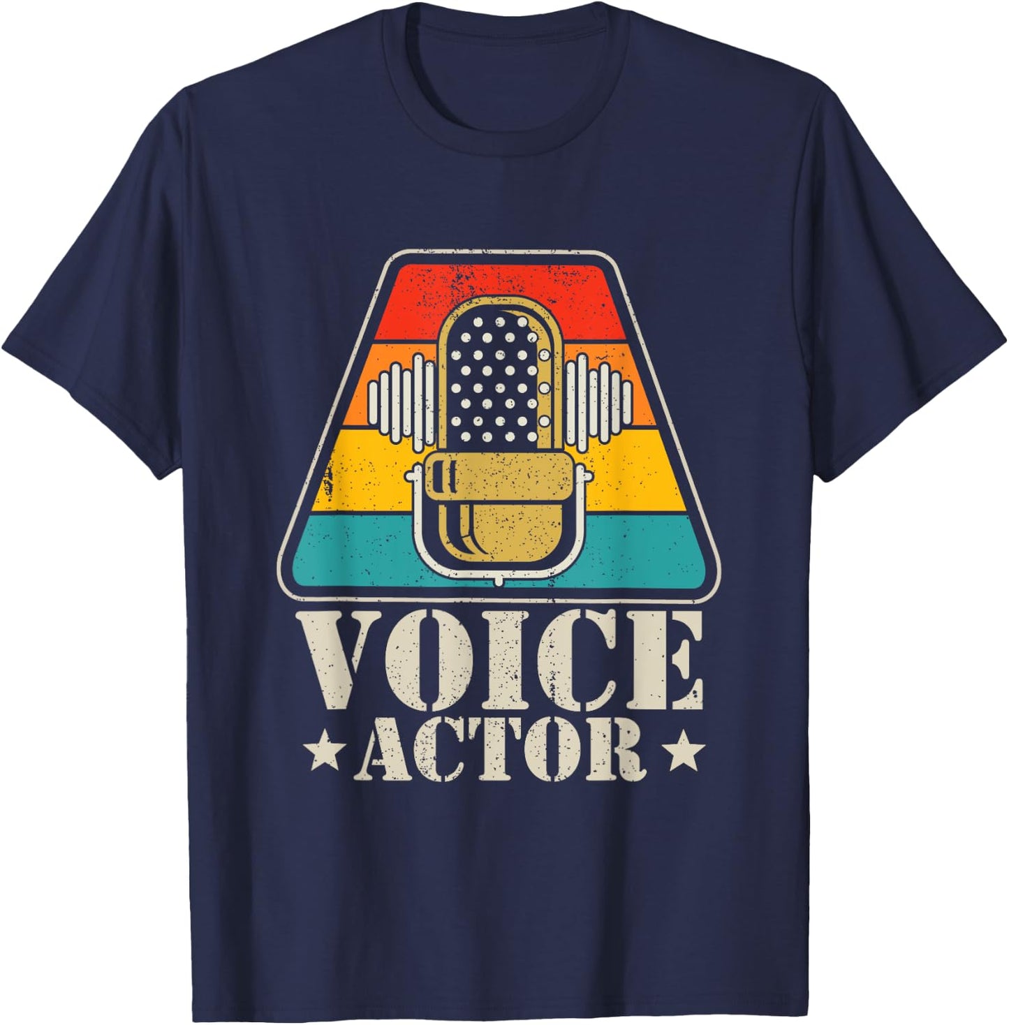 Voice Actress & Voice Actor Gift -Adults & -Kids Retro Vintage Voice-Over Artist / Voice Acting Black Small Short Sleeve T-Shirt - T-Shirt | Navy