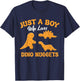 Just A Boy Who Loves Dino Chicken Nuggets Dinosaur Nugget T-Shirt - T-Shirt | Navy