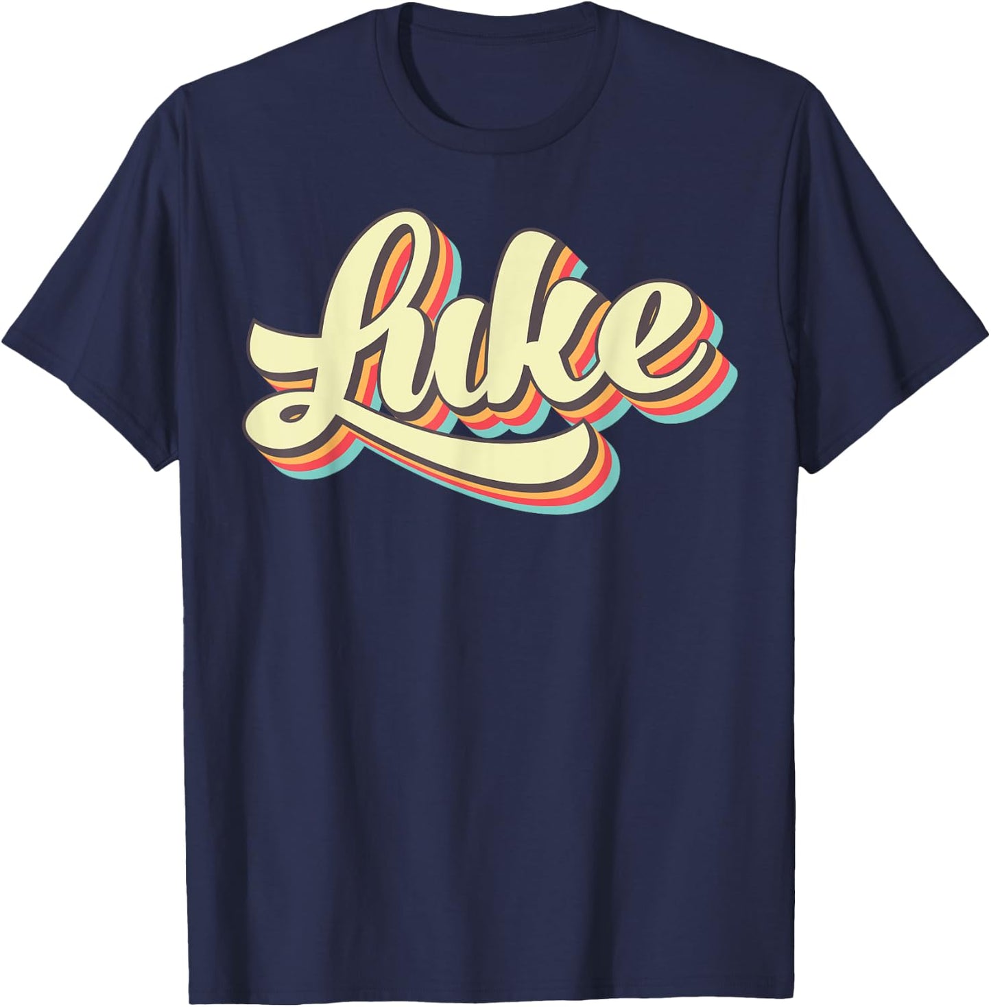 Luke Retro Art Baseball Font Vintage T-Shirt - T-Shirt | Navy