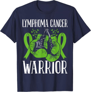 Lymphoma Cancer Awareness Month Warrior Ribbon Boxing Gloves T-Shirt - T-Shirt | Navy