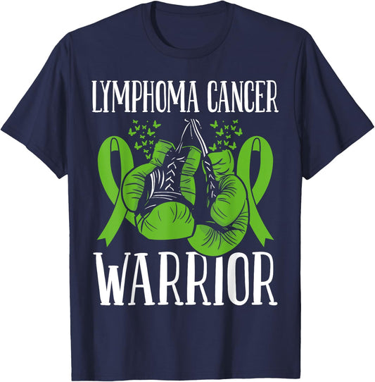 Lymphoma Cancer Awareness Month Warrior Ribbon Boxing Gloves T-Shirt - T-Shirt | Navy