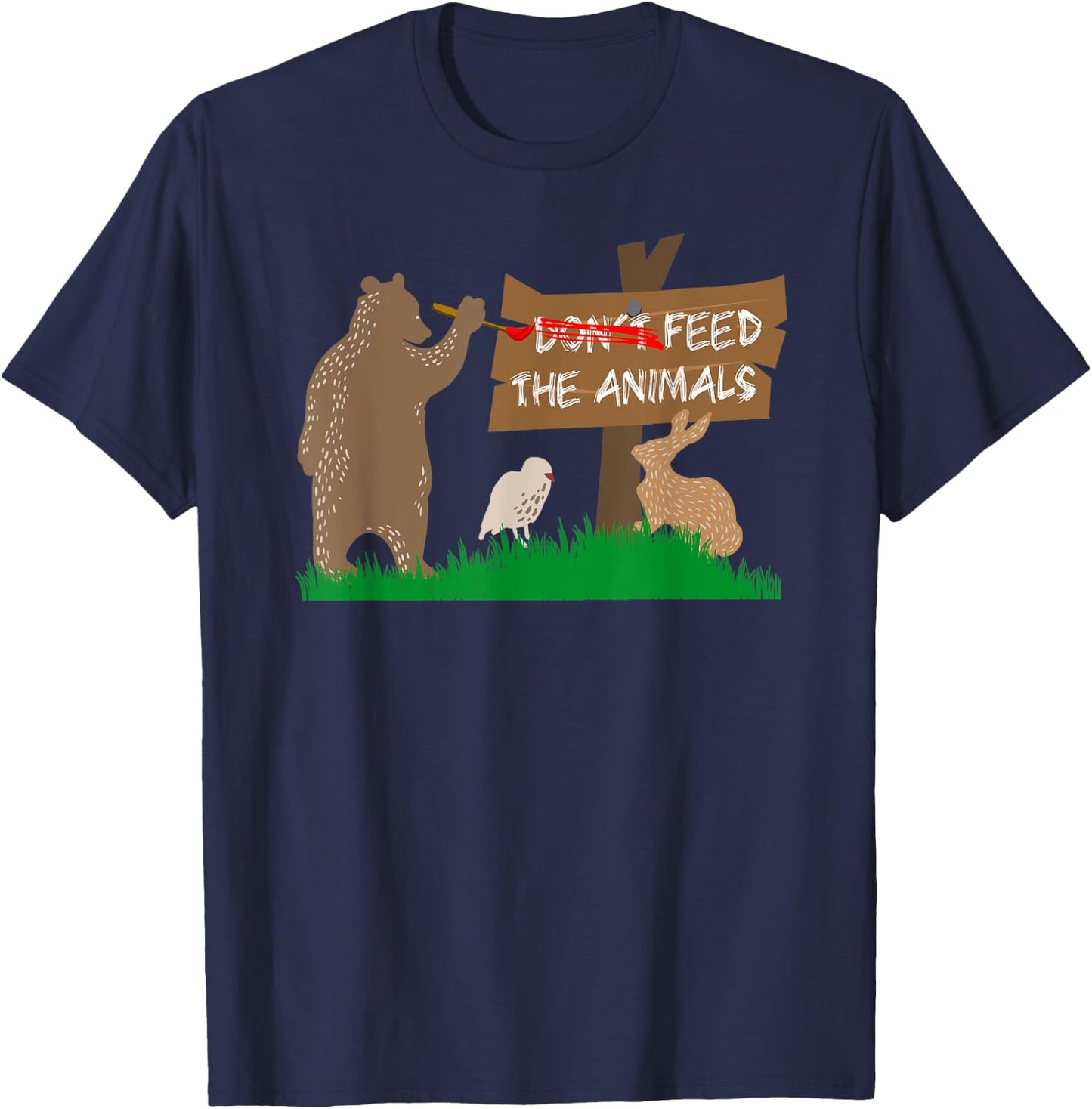 Don't Feed the Animals Funny Camping T-Shirt - T-Shirt | Navy