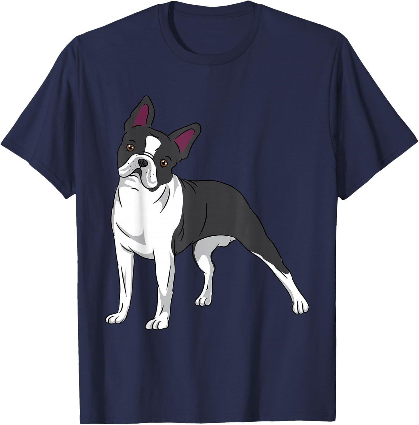 Dog Boston Terrier Puppy Black White Breed Canine Lover T-Shirt - T-Shirt | Navy