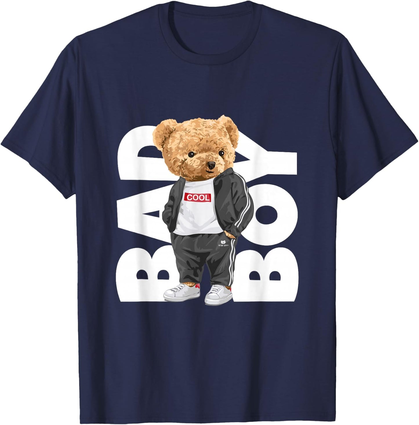 Bad Boy Shirt, Funny Teddy Bear Graphic Design Style Fun T-Shirt - T-Shirt | Navy