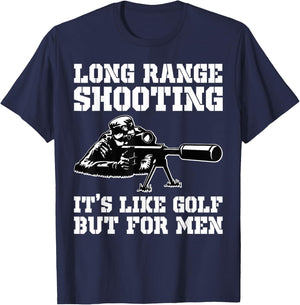 Long Range Shooting It's Like Golf But Veteran T-Shirt - T-Shirt | Navy