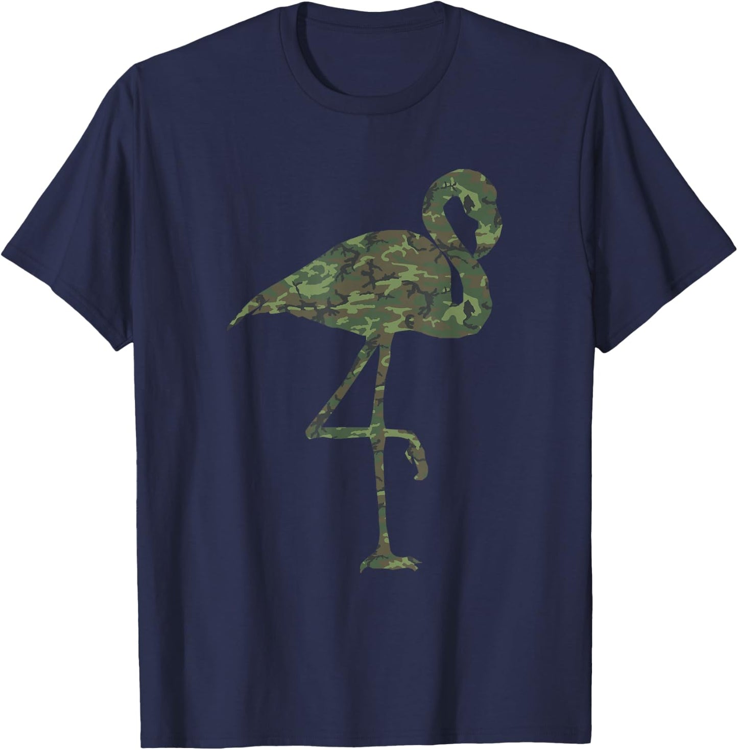Military Flamingo Camo Print US Bird Animal Veteran Men Gift T-Shirt - T-Shirt | Navy