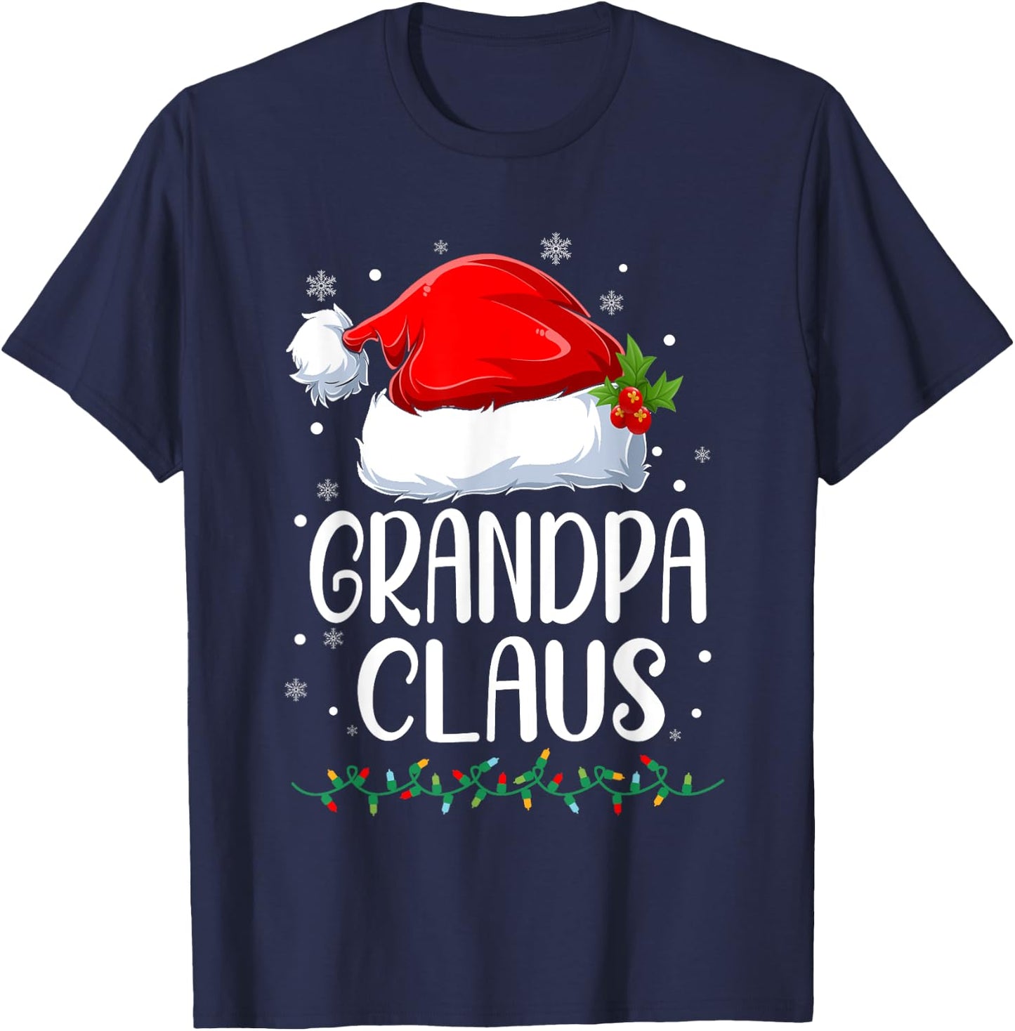 Grandpa Claus Christmas Lights Pajama Family Matching T-Shirt - T-Shirt | Navy