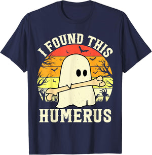 I Found This Humerus Funny Halloween Ghost Bone Spooky T-Shirt - T-Shirt | Navy