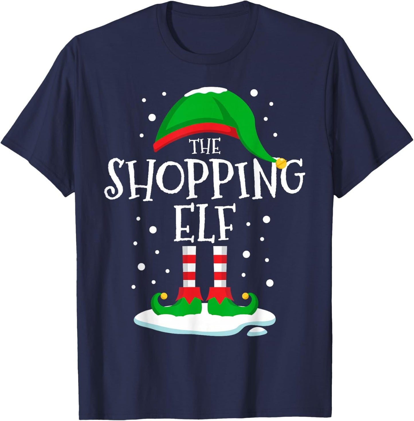 The Shopping Elf Christmas Family Matching Xmas Group Funny T-Shirt - T-Shirt | Navy