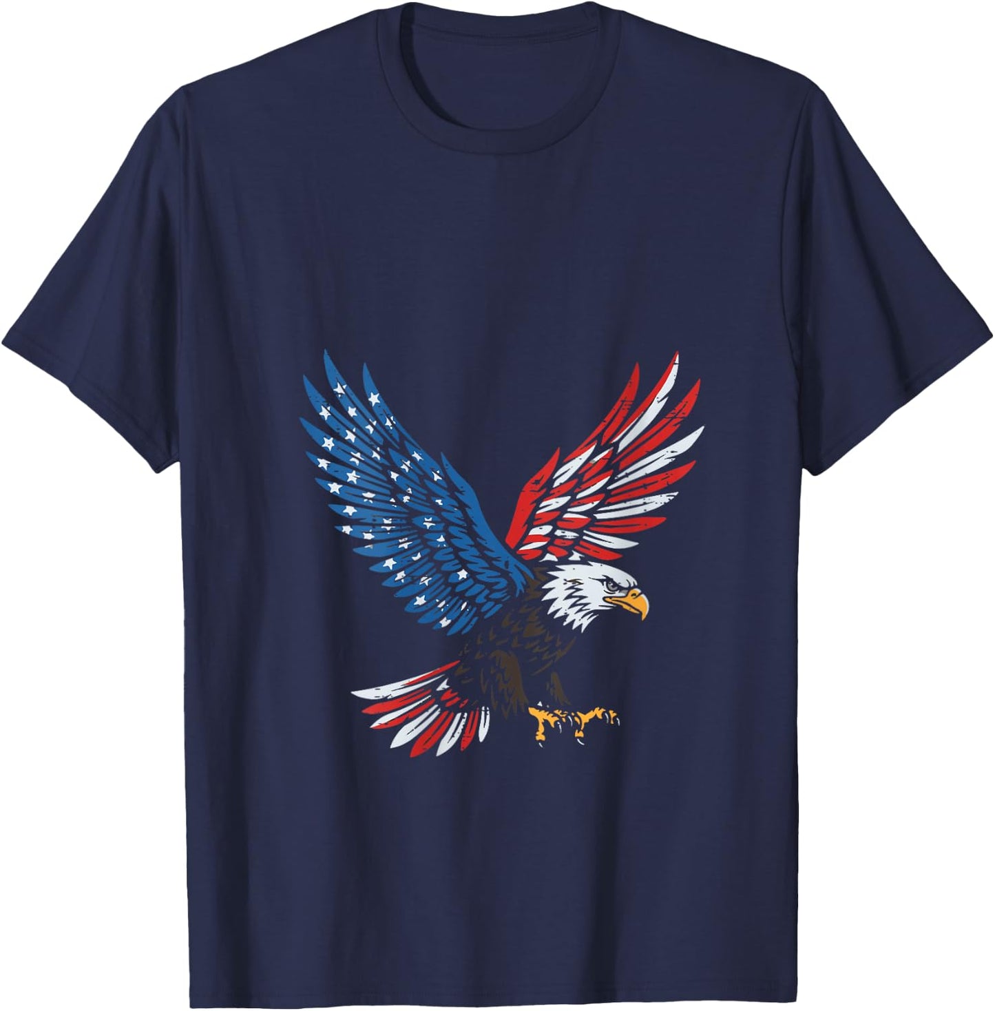 Women's 4th of July Flying Eagle US Flag Patriotic Men Women Kids V-Neck T-Shirt - T-Shirt | Navy