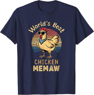 World's Best Chicken Memaw Hen Farmer Lover T-Shirt - T-Shirt | Navy