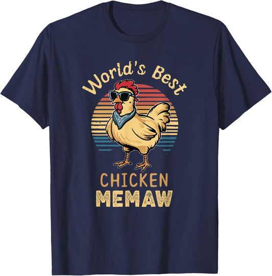 World's Best Chicken Memaw Hen Farmer Lover T-Shirt - T-Shirt | Navy