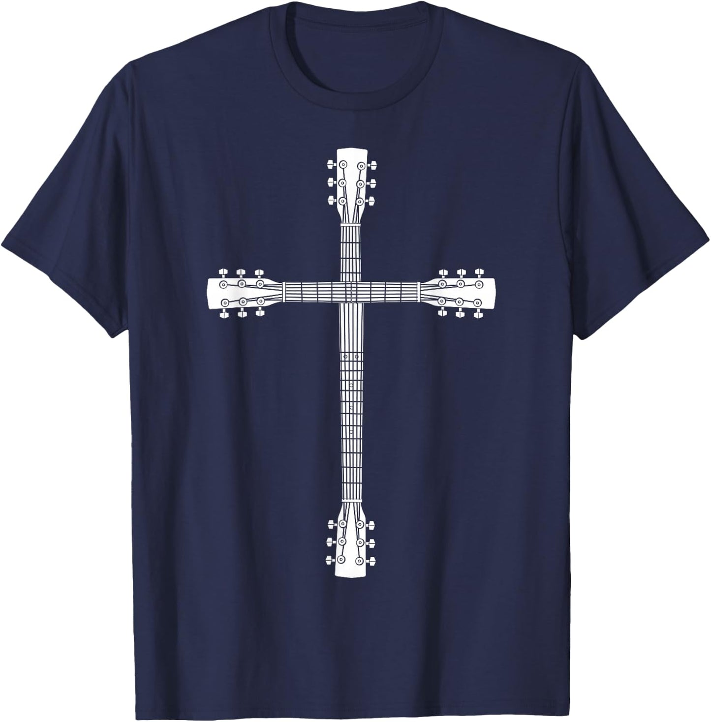 Cool Christian Guitar Cross | Funny Musician Guitarist Gift T-Shirt - T-Shirt | Navy