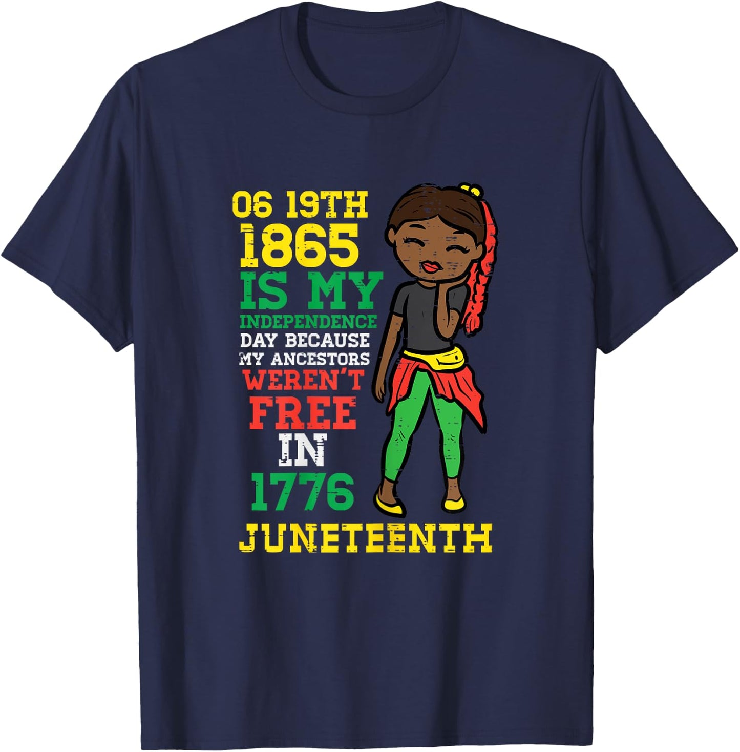 Juneteenth 1865 My Independence Day African Girls Kids Youth T-Shirt - T-Shirt | Navy