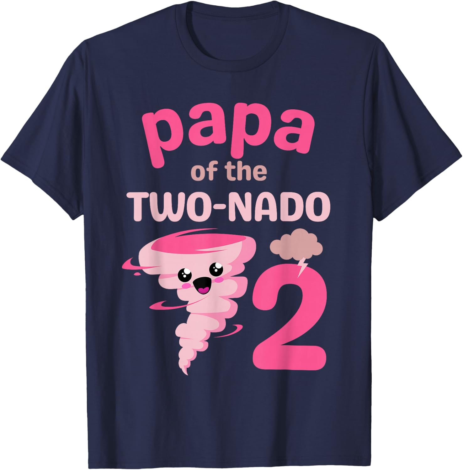 Papa of the Two-nado Tornado Theme 2nd Birthday Party Kids T-Shirt - T-Shirt | Navy