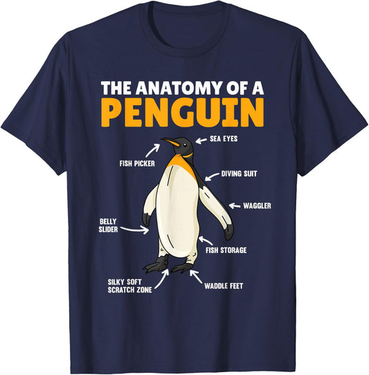 Funny Explanation Of A Penguin Anatomy of a Penguin T-Shirt - T-Shirt | Navy