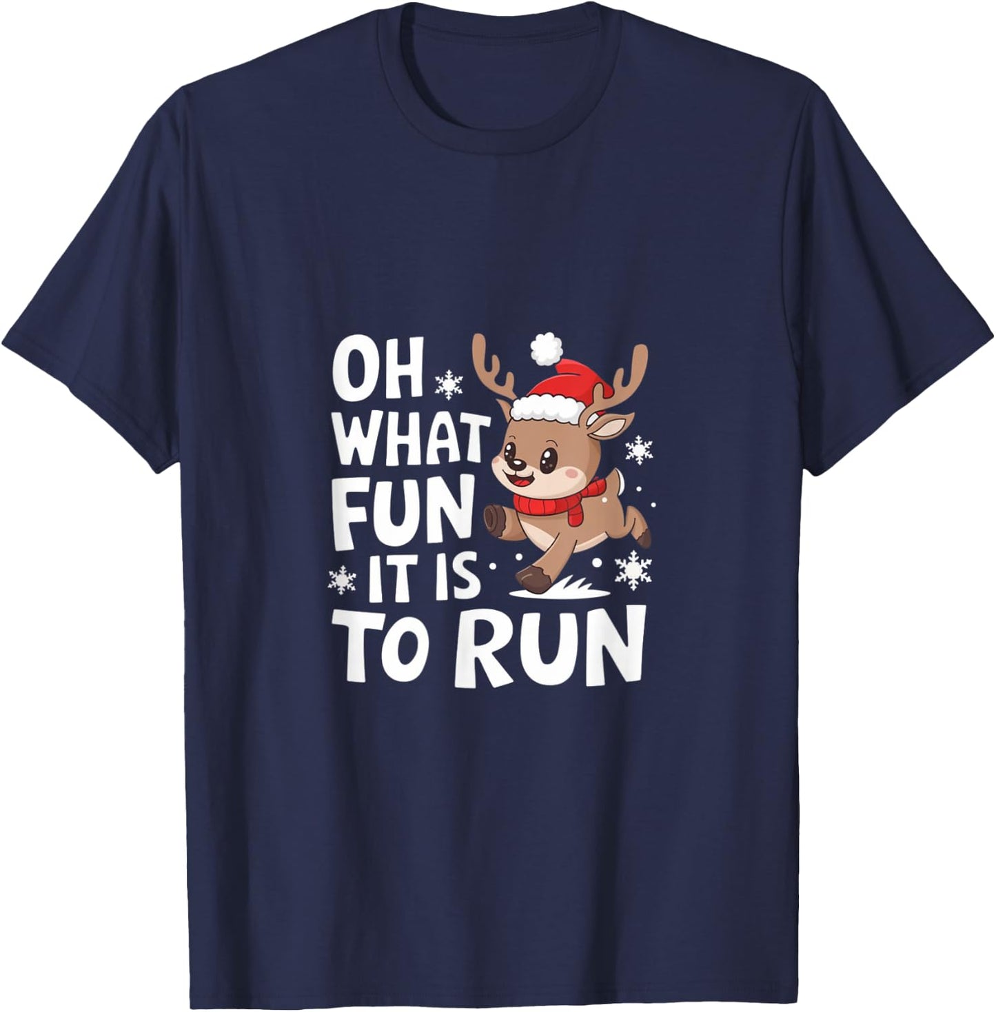 Oh What Fun It Is To Run Christmas Running T Shirt T-Shirt - T-Shirt | Navy